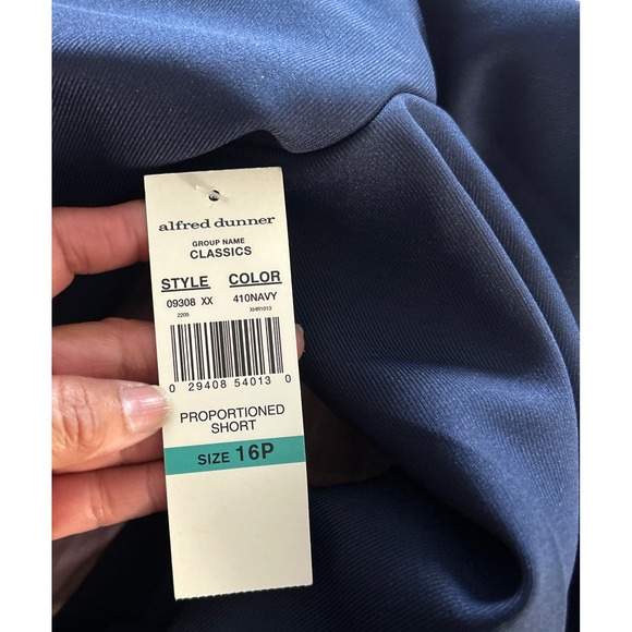 Alfred Dunner Classics Womens Petite Casual Navy Blue Elastic Waist Pants 16P - Picture 8 of 8